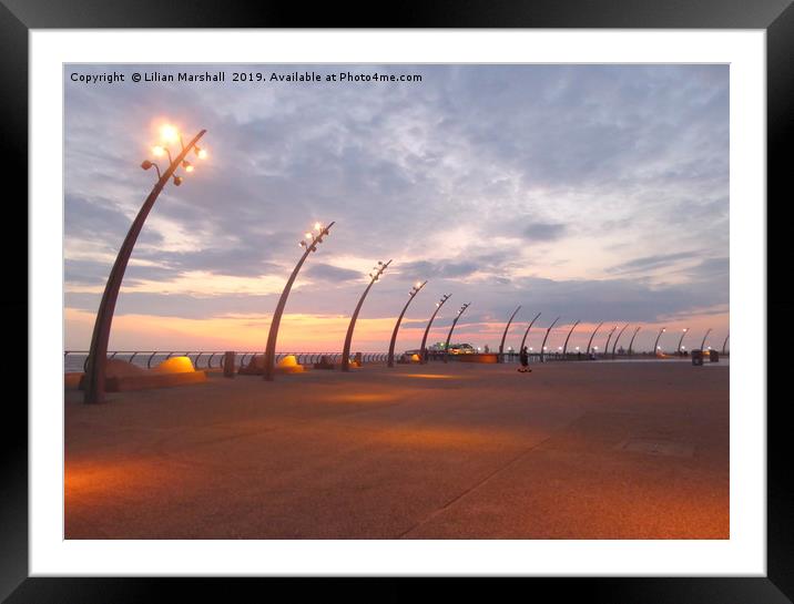 Sunset on North Promenade .  Framed Mounted Print by Lilian Marshall