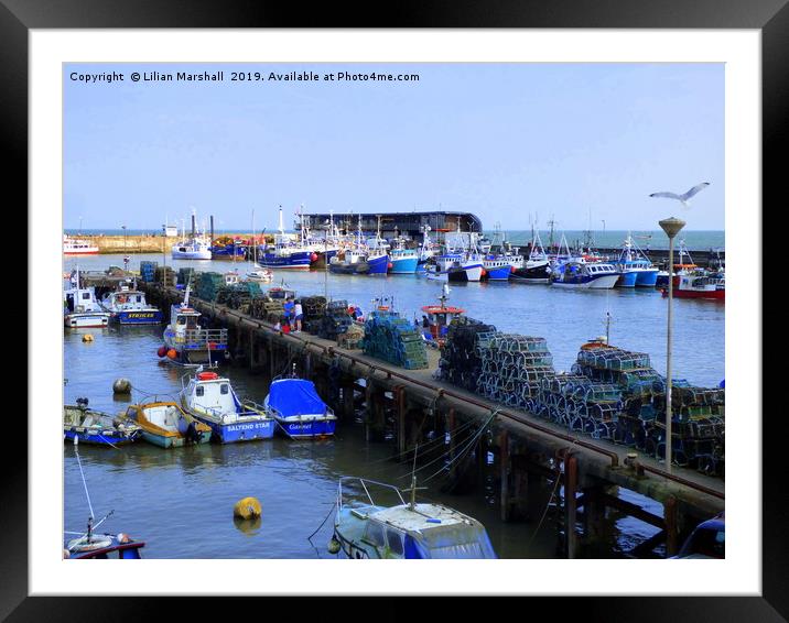 Bridlington Harbour.  Framed Mounted Print by Lilian Marshall