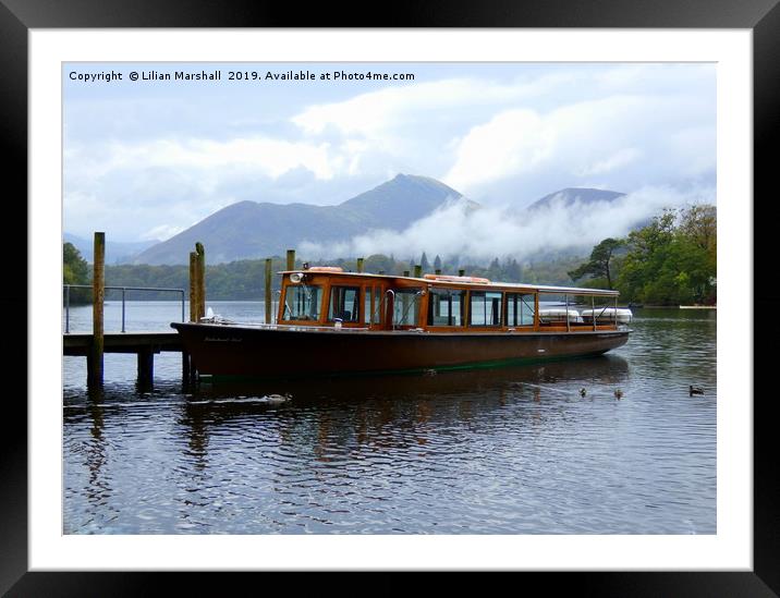 Lake Derwentwater Ferry.  Framed Mounted Print by Lilian Marshall