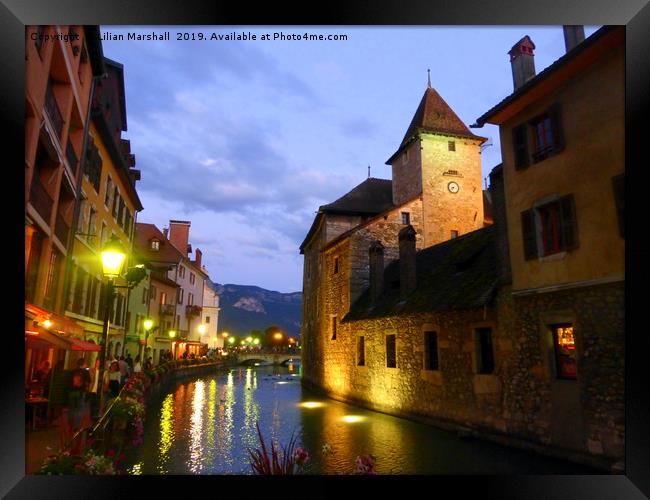 Dusk at Annecy Framed Print by Lilian Marshall