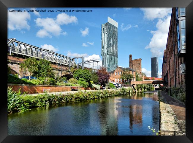 Canalside at Castlefields Manchester. Framed Print by Lilian Marshall