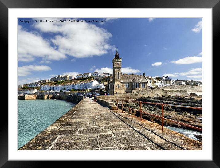 Porthleven Harbour. Framed Mounted Print by Lilian Marshall