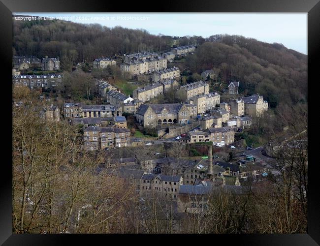 Looking down on Hebdon Bridge  Framed Print by Lilian Marshall