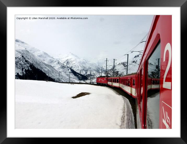 Swiss train Journey in the Alps.  Framed Mounted Print by Lilian Marshall