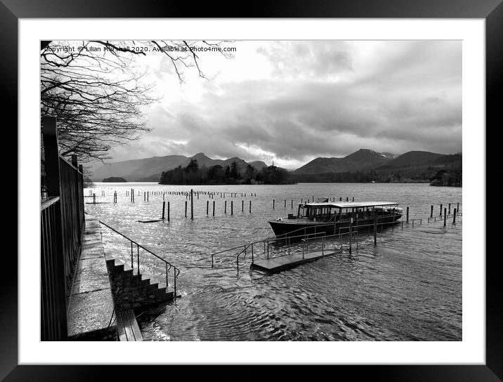 A grey day at Derwentwater. Cumbria. Framed Mounted Print by Lilian Marshall