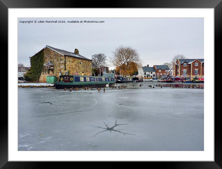Frozen Lancaster Canal at Garstang.  Framed Mounted Print by Lilian Marshall