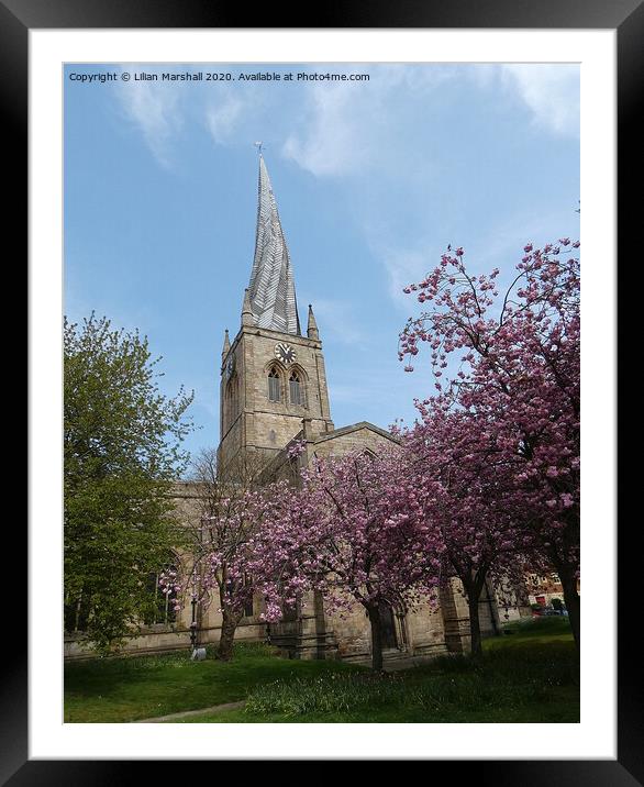 St Mary and All Saints church Chesterfield.  Framed Mounted Print by Lilian Marshall
