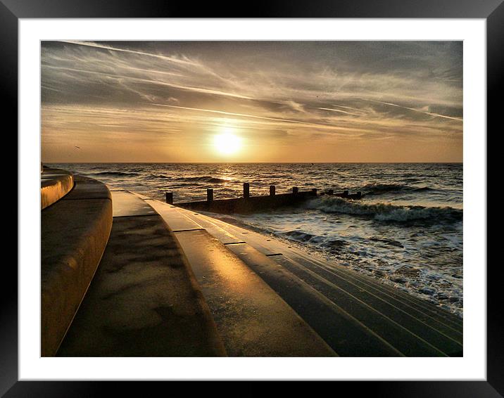 Sunset at Cleveleys Lancashire. Framed Mounted Print by Lilian Marshall