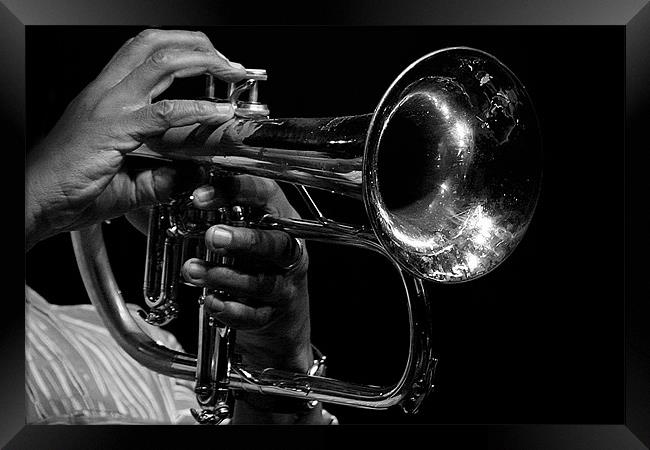 The Trumpet / flugelhorn player Framed Print by Hush Naidoo
