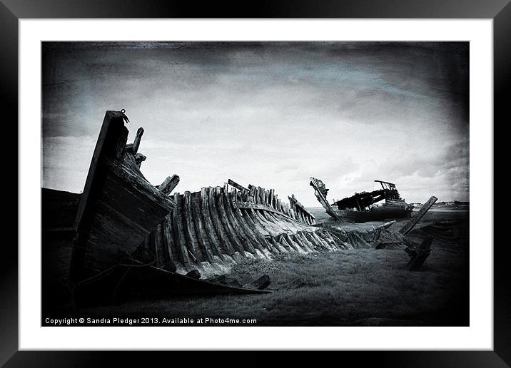 Fleetwood Marsh Wrecks Framed Mounted Print by Sandra Pledger
