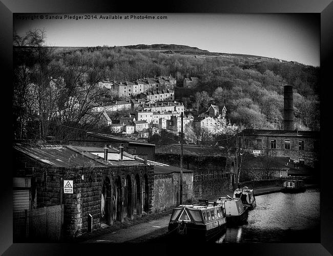  Hebden Bridge Canal and Hillside Framed Print by Sandra Pledger