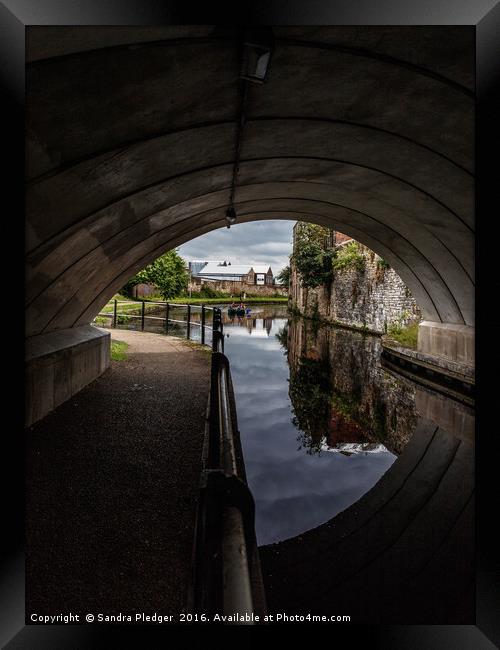 Canal Bridge Reflections Framed Print by Sandra Pledger