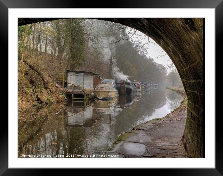 A misty moisty morning in Hebden Bridge Framed Mounted Print by Sandra Pledger
