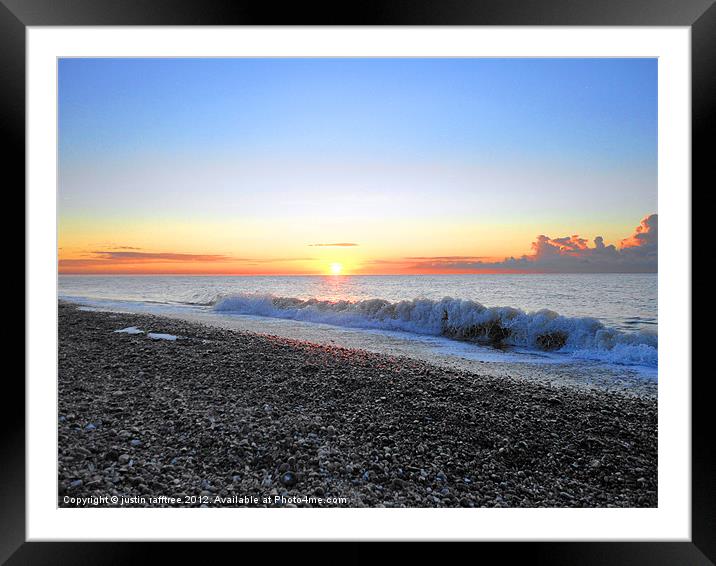 Sunrise at Thorpeness Beach Framed Mounted Print by justin rafftree