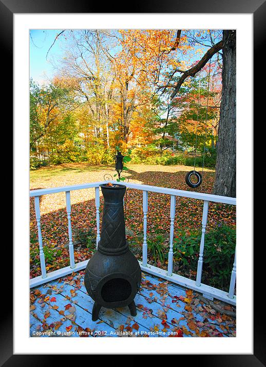 Autumnal Porch View Framed Mounted Print by justin rafftree