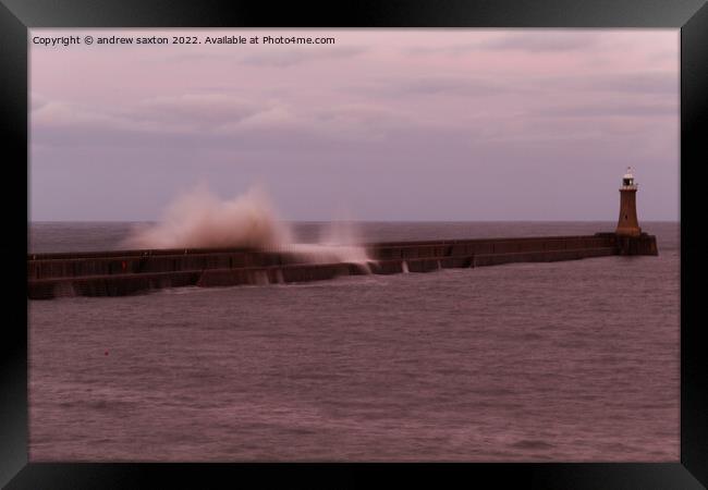 Lighthouse splash Framed Print by andrew saxton