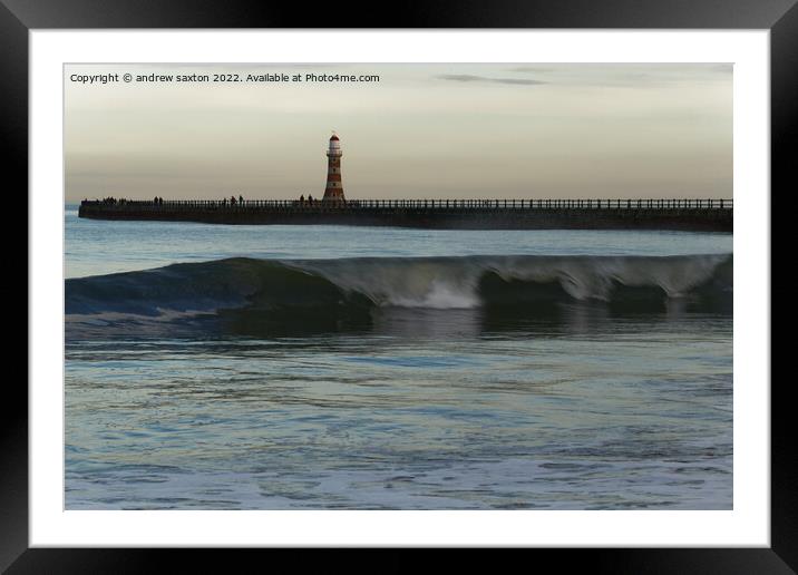 LIGHTHOUSE SPLASH Framed Mounted Print by andrew saxton