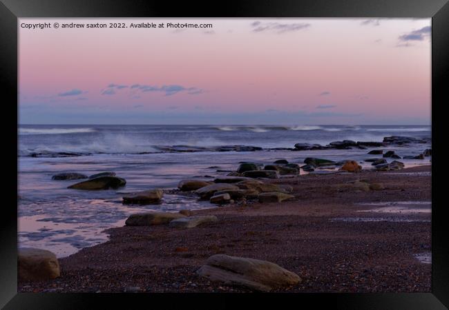 SUNSET SPLASH Framed Print by andrew saxton