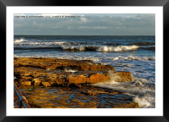 Rough rocks Framed Mounted Print by andrew saxton