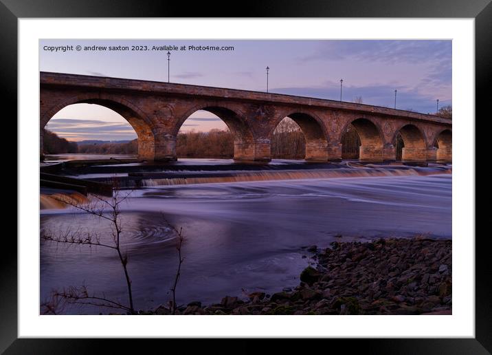 Bridge waterfall Framed Mounted Print by andrew saxton