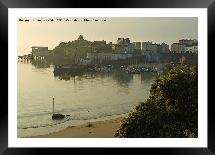  SUN RISE TENBY Framed Mounted Print by andrew saxton