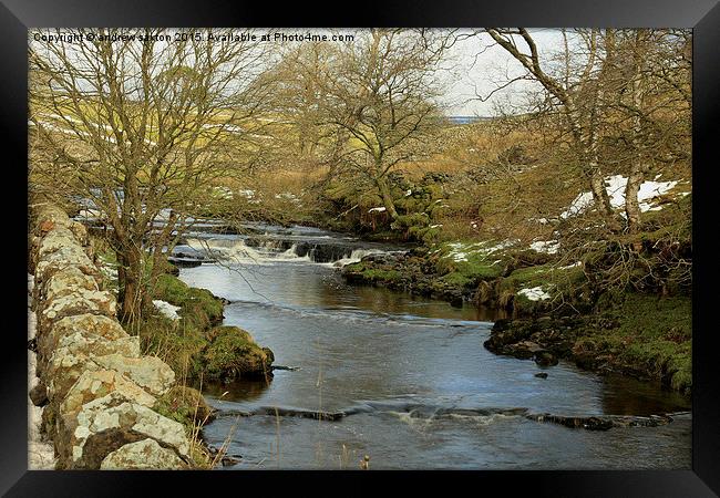  A YORKSHIRE LAKE Framed Print by andrew saxton