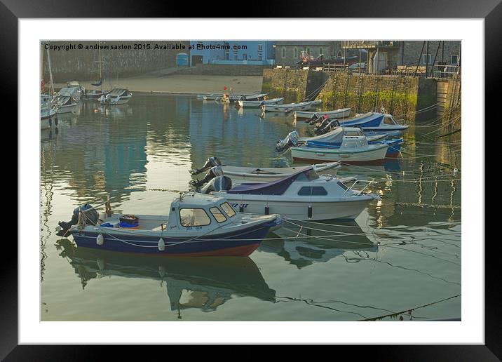  TENBY BOATS Framed Mounted Print by andrew saxton
