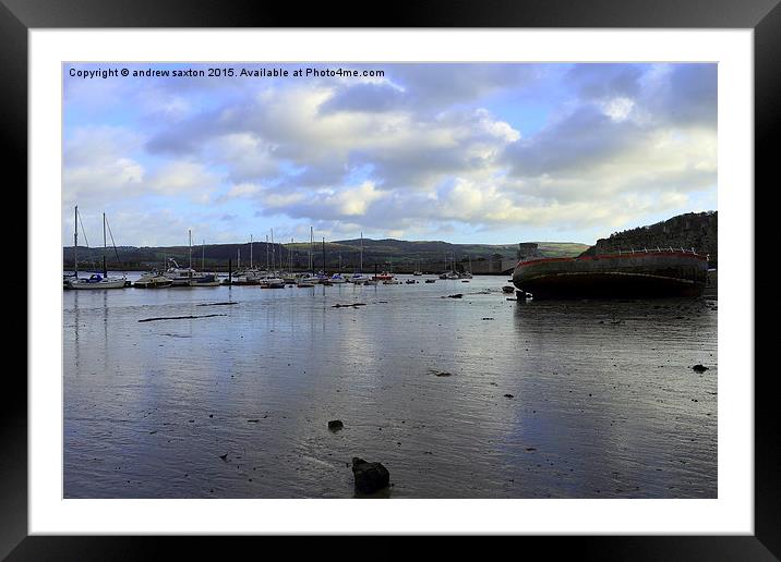  CONWY BOATS. Framed Mounted Print by andrew saxton