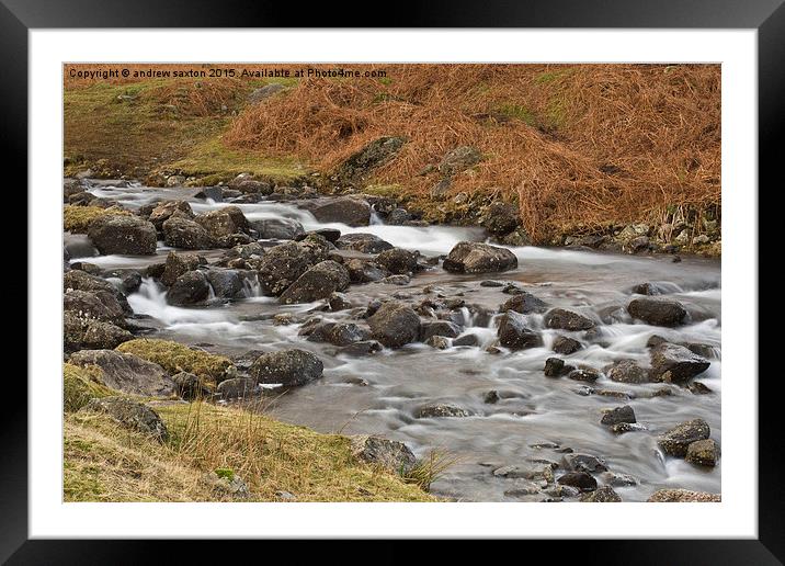  SMOOTH WATER OVER ROCKS Framed Mounted Print by andrew saxton