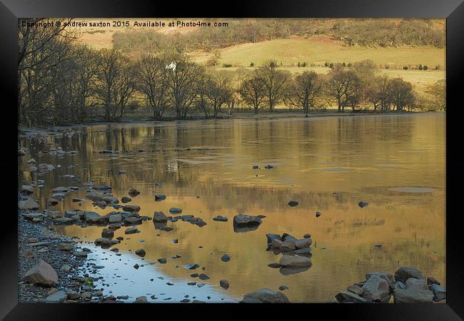  SHALLOW LAKE Framed Print by andrew saxton