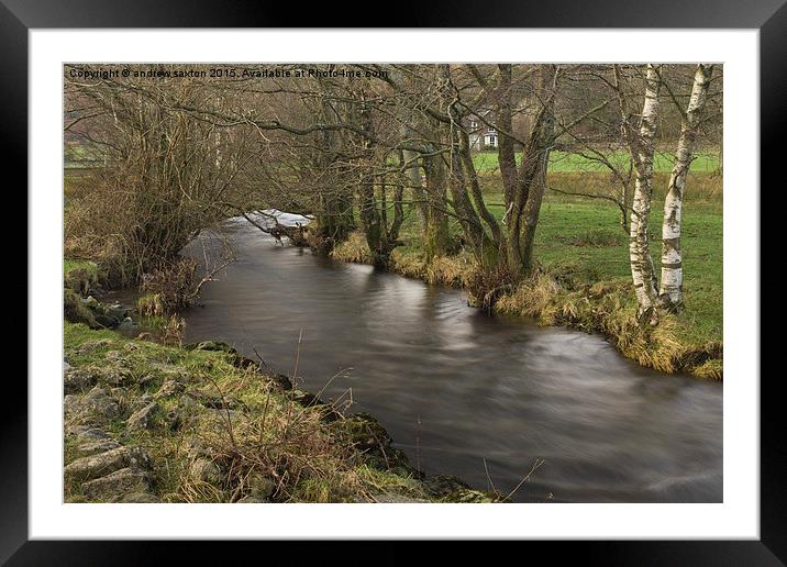  A SMALL STREAM Framed Mounted Print by andrew saxton