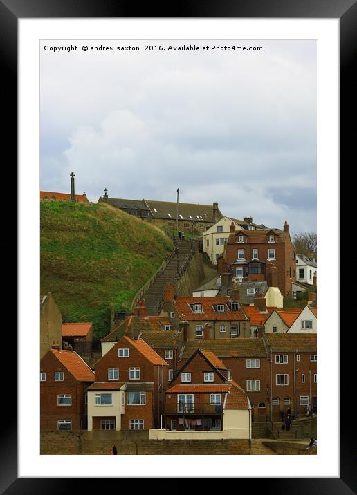 WHITBY'S STEPS Framed Mounted Print by andrew saxton
