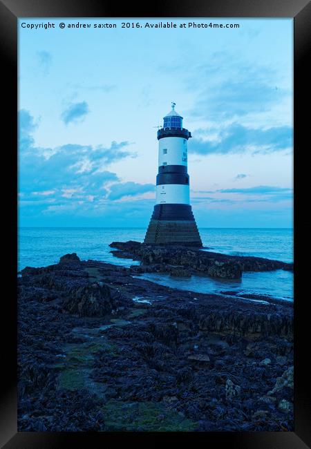 ANGLESEY LIGHTHOUSE Framed Print by andrew saxton