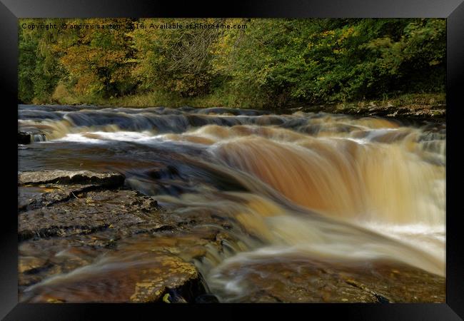 ITS A WATERFALL Framed Print by andrew saxton