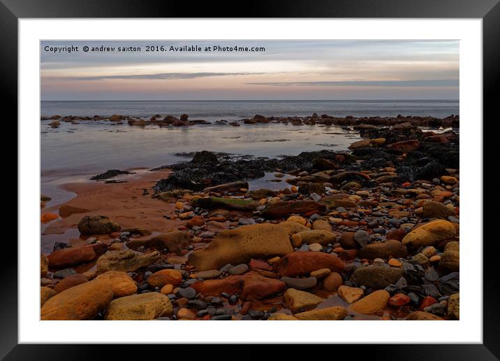 ROCKS SHORE Framed Mounted Print by andrew saxton
