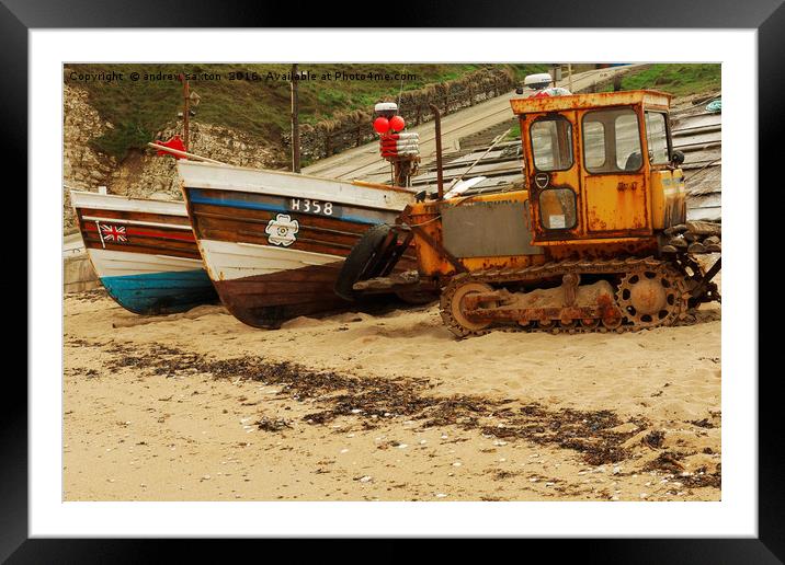 BOAT TUG Framed Mounted Print by andrew saxton