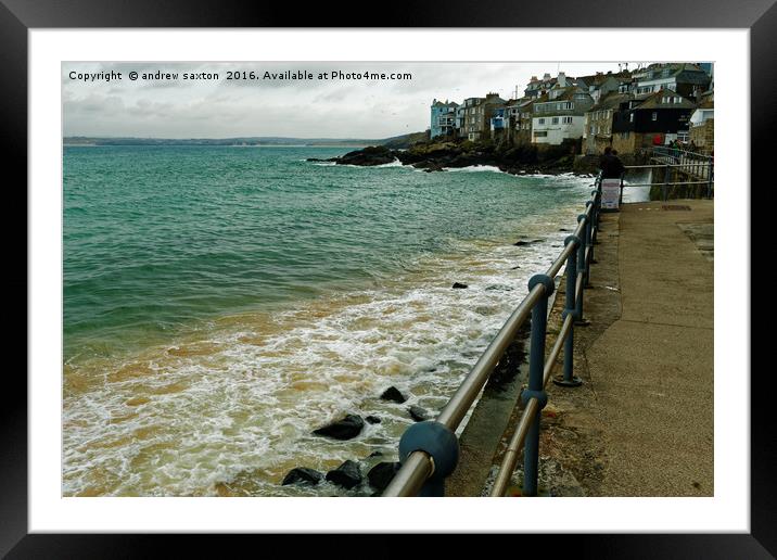 WATCHING THE SEA Framed Mounted Print by andrew saxton
