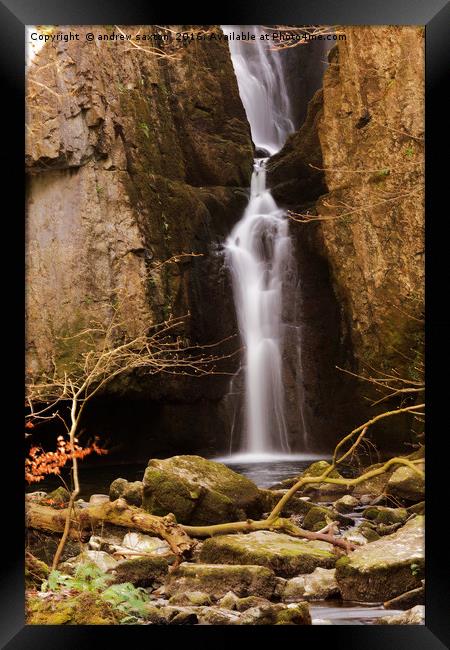 GAP WATERFALL Framed Print by andrew saxton