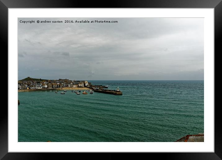 ST IVES HARBOUR Framed Mounted Print by andrew saxton