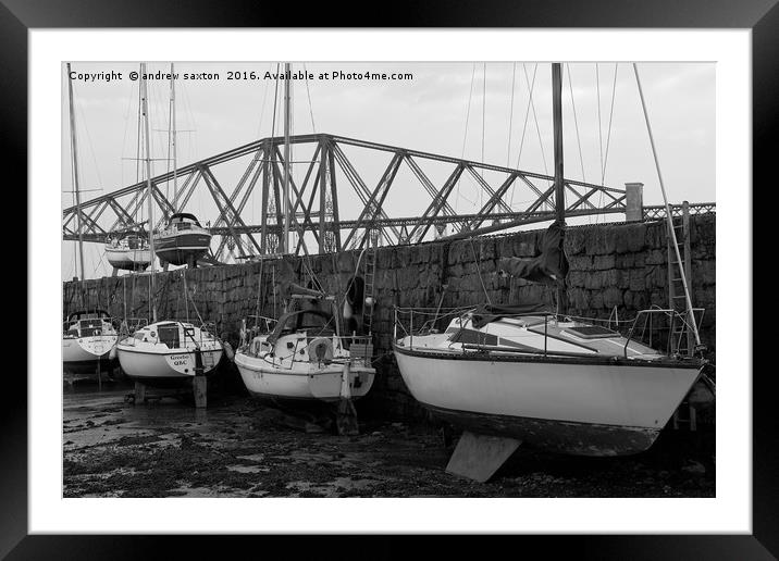 BOATS AND BRIDGES Framed Mounted Print by andrew saxton