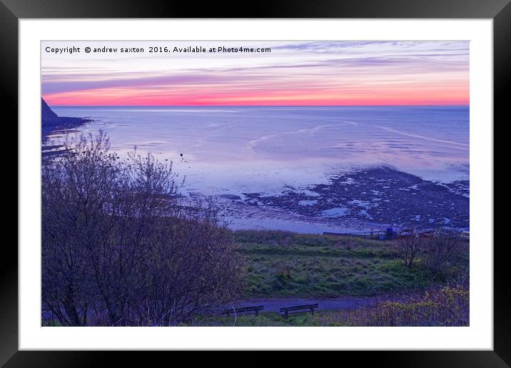 SIT HERE FOR SUNRISE Framed Mounted Print by andrew saxton