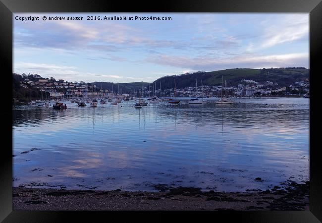 RIVER OF BOATS Framed Print by andrew saxton