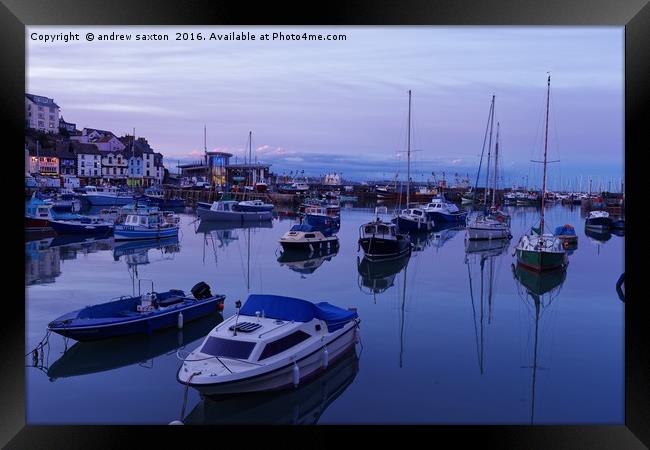 CALM MOORED BOATS Framed Print by andrew saxton