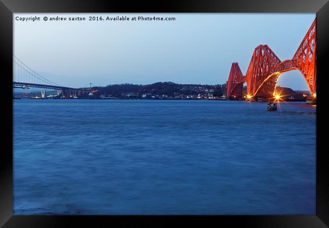 TWO FORTH BRIDGES Framed Print by andrew saxton