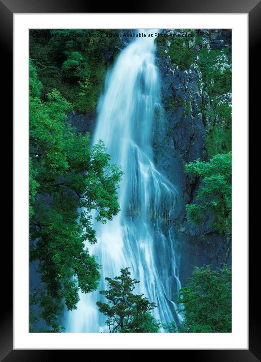 FALLING WATER AT ABER FALLS  Framed Mounted Print by andrew saxton