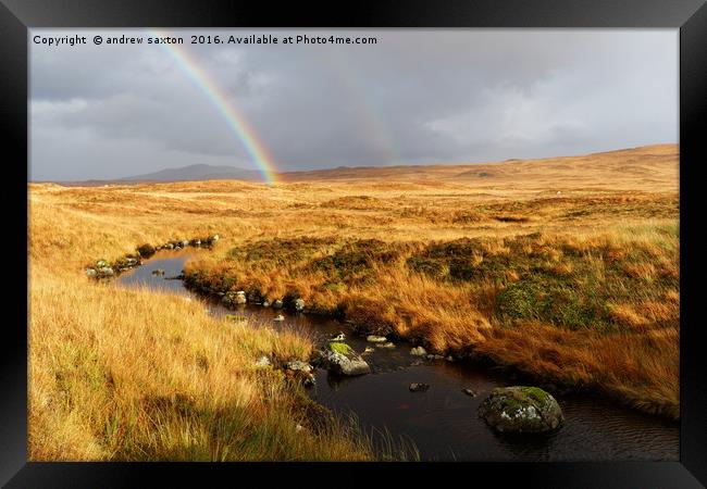 STREAM AND RAINBOW Framed Print by andrew saxton