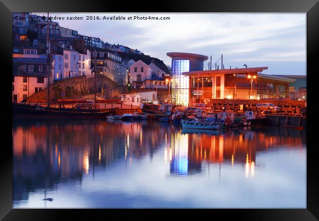 BRIXHAM BY LIGHT Framed Print by andrew saxton