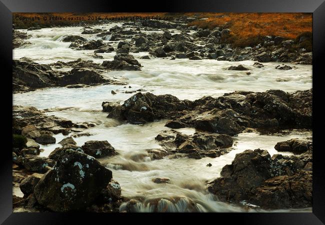 SWOLLEN RIVER  Framed Print by andrew saxton