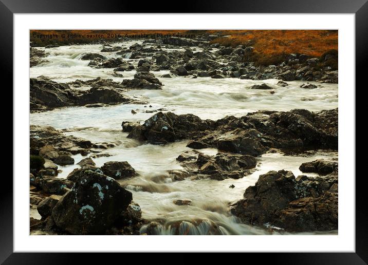 SWOLLEN RIVER  Framed Mounted Print by andrew saxton