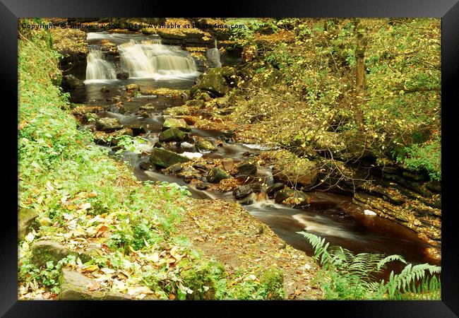 AUTUMN WATERFALLS Framed Print by andrew saxton